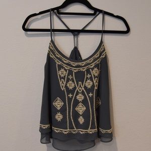 Embroidered and tie back camisole